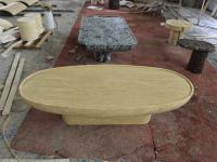 SHIHUI personnalisé Simple moderne table basse en pierre naturelle travertin Beige avec finition de surface polie salon meubles d'hôtel