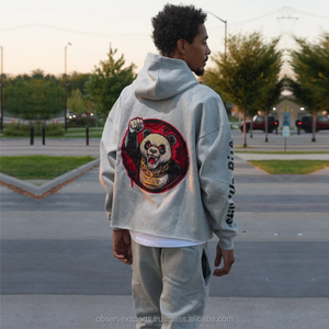 OEM personalizado Unisex de dos piezas de peso pesado 100% algodón transpirable secado rápido chándal conjunto desgastado bordado parche pantalones de chándal - Product Image 5