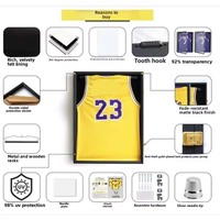 Bingkai Jersey dengan Penutup Lipat untuk Menampilkan Kaos, Foto, Logo, Koleksi Bola Basket, Sepak Bola, Bingkai Jersey Hitam untuk Digantung di Dinding