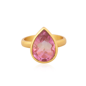 Bio Ametrine Doublet Quartz Gemstone Plaqué Or Bague Designer Laiton Bagues De Mode Fabricant Bijoux Vintage Collection - Product Image 3