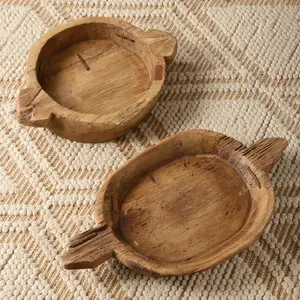 Tazón de Madera Rústico para Servir, Plato de Madera Natural Tallado a Mano para Comida, Decoración de Cocina Rústica, Artesanía Orgánica - Product Image 5