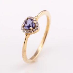 สุดยอดเพชรแท้รูปหัวใจธรรมชาติน่ารักไอโอไลท์พร้อมแหวนเงิน 925 ชุบทอง 14K คุณภาพสูงจากโรงงานในประเทศไทย - Product Image 2