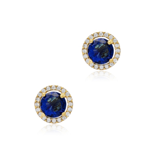 <b>Sapphire</b> CZ Stone 9 mm Round Shape Stud <b>Earrings</b> Jewellery Trendy Wholesale Handcrafted 925 Sterling Silver Jewelry - Product Image 4
