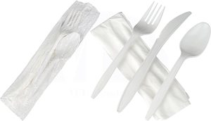 Biodegradable PLA/PP/PS <b>Disposable</b> <b>Plastic</b> Utensils Individually <b>Wrapped</b> BPA Free Eco-Friendly Recyclable Party Use - Product Image 3