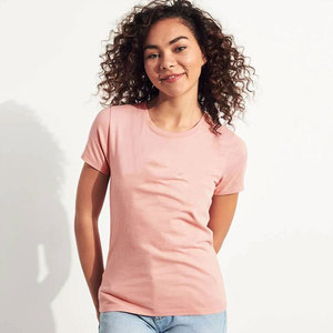 Haute qualité nouveauté manches courtes logo personnalisé col rond couleur unie femmes t-shirt à vendre à bas prix - Product Image 6