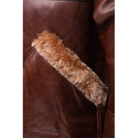 Blouson Bomber en Cuir de Mouton Marron Tricoté de Haute Qualité pour Hommes, Grande Taille, Hiver, Col en Fourrure de Renard, Fermeture Éclair, Chauffant, Vente en Gros, Direct Usine OEM