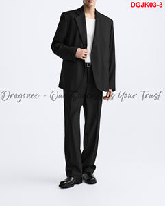 <b>Blazer</b> Black Wool Blend Jacket With <b>Buttons</b> at the Wrists Convenient and Airy Side Pocket Dragonex Minimalist Natural Color 2025 - Product Image 3
