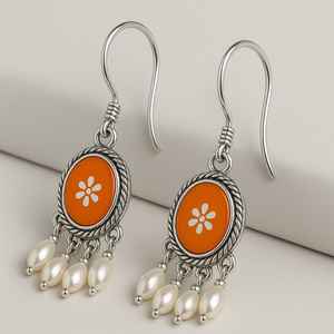 Pendientes de tuerca de diseño Floral de Plata de Ley 925 creativos hechos a mano, joyería fina India Vintage, ajuste de bisel geométrico para mujer - Product Image 1