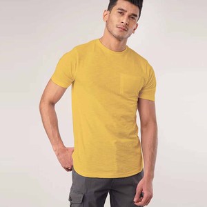 T-shirt jaune adulte pour homme Hauts à col rond à manches courtes Fashion Loom T-shirt ras du cou en coton Eversoft pour homme - Product Image 3
