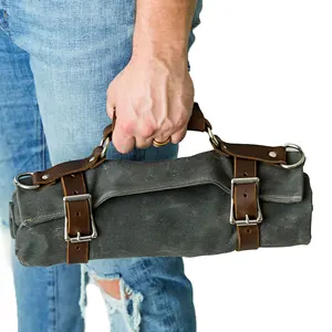 Deri ve teknisyen için kanvas alet çantası araç kiti Up kılıfı anahtarı rulo keski çantası takım tutucu tamir kiti bisiklet saklama çantası