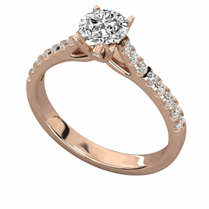Anillo Solitario con Microincrustaciones de Diamantes Redondos para Ella - Product Image 1