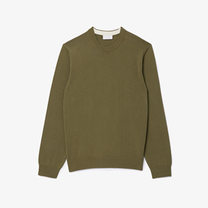 เสื้อสเวตเตอร์คอกลมสีเขียวมะกอกสำหรับผู้ชาย ทรงปกติ บุขนด้านใน สไตล์ลำลองสำหรับฤดูหนาว แห้งเร็วและระบายอากาศได้ดี - Product Image 4