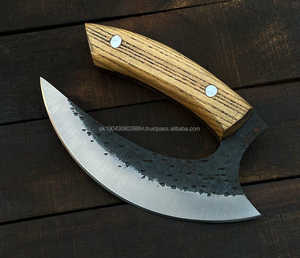 Damascus Knife Traditional Full Tang Multi-Purpose Pizza Cutter <b>axe</b> Meat <b>Chopping</b> Utility Pizza Cutter Knife <b>axe</b> Leather Sheath - Product Image 2