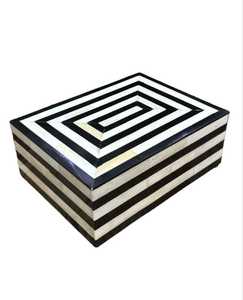Handmade Natural Bone Inlay <b>Wood</b> Jewelry <b>Box</b> Chevron Design Rectangular <b>Keepsake</b> with Laser Engraved Home Decor for Women Girls - Product Image 3