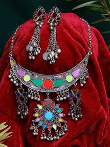 Collar de cobre antiguo para mujer y conjunto de pendientes a juego Zircon hecho a mano estilo afgano fiesta boda OEM/ODM servicios disponibles - Product Image 2