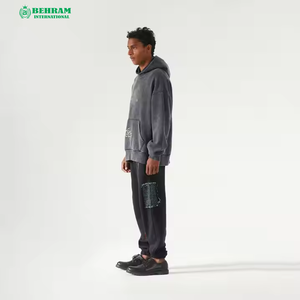 Qualité supérieure Vintage lavé à l'acide 450GSM 100% coton polaire sweats à capuche et sweats pierre lavé goutte-épaule sweats à capuche hiver - Product Image 2