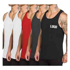 เสื้อกล้ามผู้ชาย ผ้าถัก ระบายอากาศ แห้งเร็ว ยืดหยุ่น ผ้าฝ้าย สำหรับออกกำลังกาย เล่นกีฬา คอวี - Product Image 1