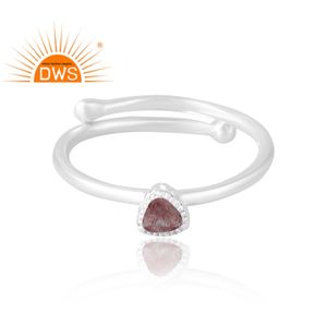 แหวนพลอยควอตซ์ธรรมชาติทำจากเงินสเตอริงของ925เครื่องประดับออกแบบได้เองของขวัญสำหรับผู้หญิงสำหรับผู้หญิง - Product Image 3
