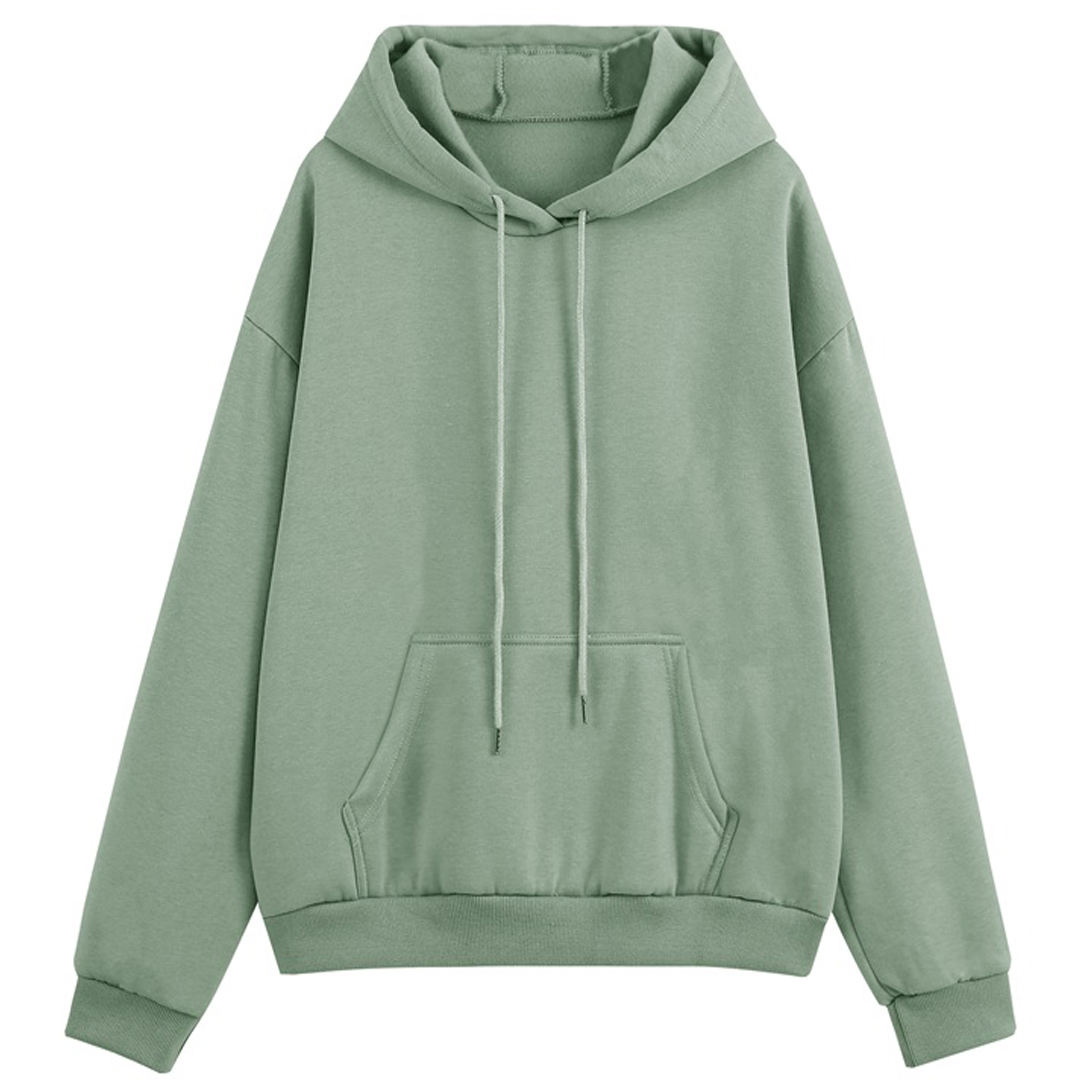 Pakaian olahraga setelan pelari, kasual warna Solid lengan panjang potong  celana olahraga dan Set Hoodie musim dingin baru