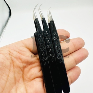 แหนบขนตารูปหัวใจสีดำแหนบขนตาขนมิงค์ที่ใช้ในการต่อขนตา - Product Image 5