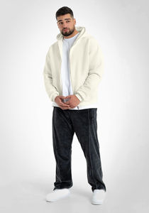 Sweats à capuche zippés Baggy 100% coton pour hommes grande taille respirant Double fermeture éclair sweats à capuche d'hiver hommes avec journal personnalisé - Product Image 2