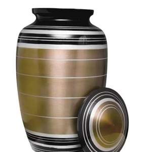 Urna de cremación metálica de color azul estructurada simple y elegante y urna de cenizas funerarias sólidas de recuerdos para servicios de entierro - Product Image 5