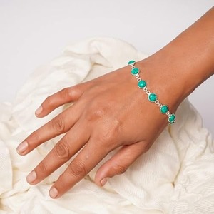Gratitude 925 plata esterlina sólida turquesa forma redonda piedra preciosa hecha a mano pulsera de plata fina joyería de plata esterlina - Product Image 2