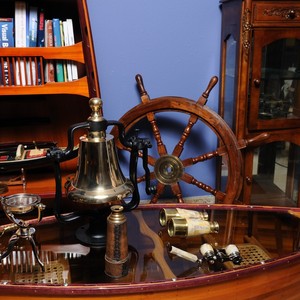 24-Inch Handcrafted Wooden <b>Ship</b> <b>Wheel</b> Classic Nautical Maritime Decor for Home or Office Painted Technique Coastal Style - Product Image 4