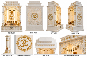 Mandir de Pooja de Madera de Teca Moderno y Personalizado, con Om y Chakra, Duradero, Hecho a Mano, Templo para el Hogar, Almacenamiento, Muebles Personalizados para el Hogar, India - Product Image 6
