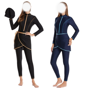 Traje de Baño Burkini para Mujer, Cuello Halter, Corte Alto, Secado Rápido, Transpirable, Estampado Frontal, Tallas Grandes - Product Image 1