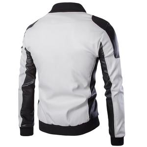 New Customize Factory Wholesale Hot Sale Fashionable Men <b>Black</b> and White Leather Jacket Custom Made Motorcycle Jacket - Product Image 4