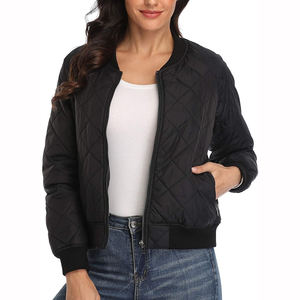 เสื้อแจ็คเก็ตบอมเบอร์ถักสำหรับผู้หญิง แบบสั่งทำพิเศษ ระบายอากาศได้ดี ลายเพชร ตัดเย็บแบบครอป น้ำหนักเบา ไซส์พลัส บุด้วยผ้าฝ้าย - Product Image 5