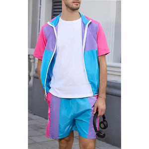 2025 Custom Nylon <b>Zip</b> <b>Hooded</b> Windbreaker Jacket Set Hot Selling Breathable Lightweight Windproof Two-Piece Tracksuit - Product Image 4