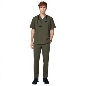 Uniformes Médicos Personalizados Ligeros de Satén Unisex con Cuello en V, Uniforme de Enfermería con Múltiples Bolsillos - Product Image 1