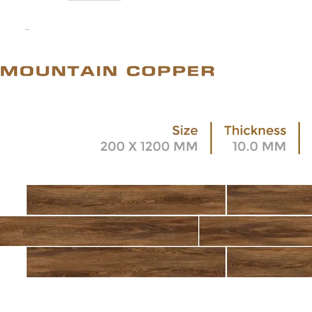 Gỗ Strip kết thúc Punch hiệu ứng sứ gỗ tấm ván gạch 200x1200 mét trong "núi đồng" kỹ thuật số in gỗ gạch bởi novac