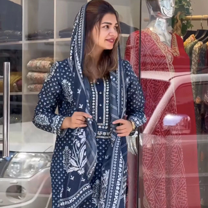 Diseño de bordado de Georgette falso étnico indio para mujer Kurta con pent & Dupatta - Product Image 1