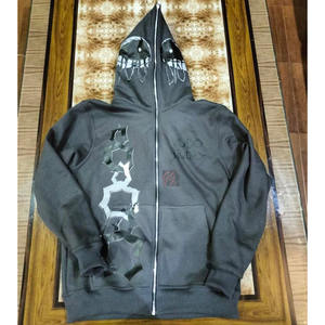 Conjunto de Pantalones y Sudadera con Capucha de Algodón Grueso para Hombre, Estilo Urbano, Sudadera Corta Holgada con Estampado y Pantalones Acampanados - Product Image 2