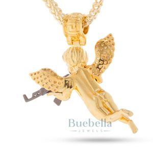 Collar con colgante de oro de Arcángel de Represalia con diseño de guerrero espiritual helado Colgantes y dijes de moissanita de hip hop en negrita - Product Image 2