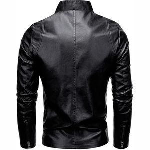 Chaqueta de cuero con cremallera informal para hombre de otoño e invierno personalizada de calidad profesional - Product Image 5