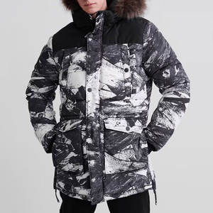 Veste parka longue d'hiver personnalisée en sublimation, respirante, grande taille, pour homme, à capuche - Product Image 1