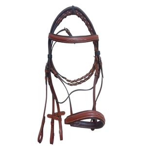 Diseño único, bien hecho a mano, elegantes bridas inglesas en color marrón hechas de cuero de vaca genuino a precios asequibles, juego de tachuelas - Product Image 1