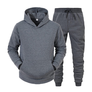 Conjunto de chándal para hombre, jersey de Color liso con capucha y pantalón largo, chándal de dos piezas - Product Image 1