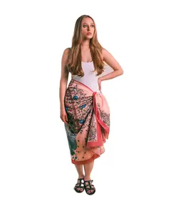 Katoenen Handblok Bedrukt Pareo Sarong Pareo Print Custom Rayon Pareos Bali Handgeschilderde Designer Nieuwe Strand Mode