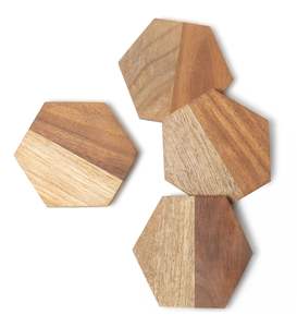 Bois Résine Brun Hexagon Sous-verres Forme Personnalisée Hexagonal À La Main Durable Sculpture Conception Haute Qualité Inde Exportation Hôtel Utilisation - Product Image 6