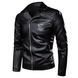 Nouvelle veste noire surdimensionnée pour homme en cuir de vache, style stade, avec empiècements tricotés, manches évasées, tendance et stylée, en cuir brut pour l'hiver - Product Image 1