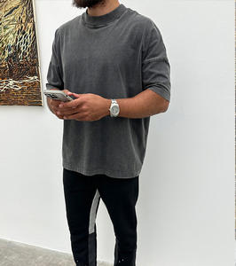 T-shirts vintage surdimensionné de haute qualité délavé à l'acide col rond t-shirt court logo personnalisé 100% coton t-shirt pour hommes - Product Image 5