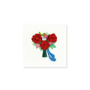 Carte en quilling, bouquet de roses, design de carte en quilling, cartes de vœux faites à la main avec enveloppe, art papier pour la fête des mères - Product Image 1