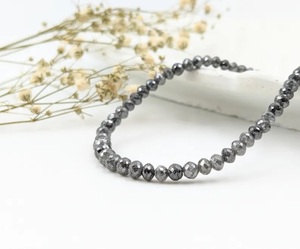 Bracelet de bijoux de poignet en diamant gris fait à la main 100% naturel à facettes sel poivre diamant perlé Bracelet plaqué or - Product Image 1