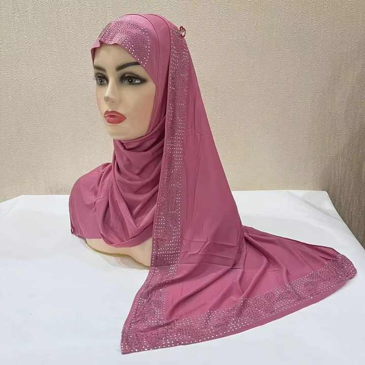 Hijab Abays With Lace Breathable Islamic Dubai Style Long Instant Headscarf,suitable for Festival and Praying 1pc