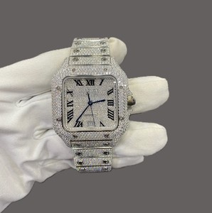 Reloj de Pulsera Personalizado para Hombre, Cuadrado, con Movimiento Japonés, Cristal de Zafiro, Acero Inoxidable, Diamantes de Imitación VVS Moissanite, 40 mm - Product Image 1